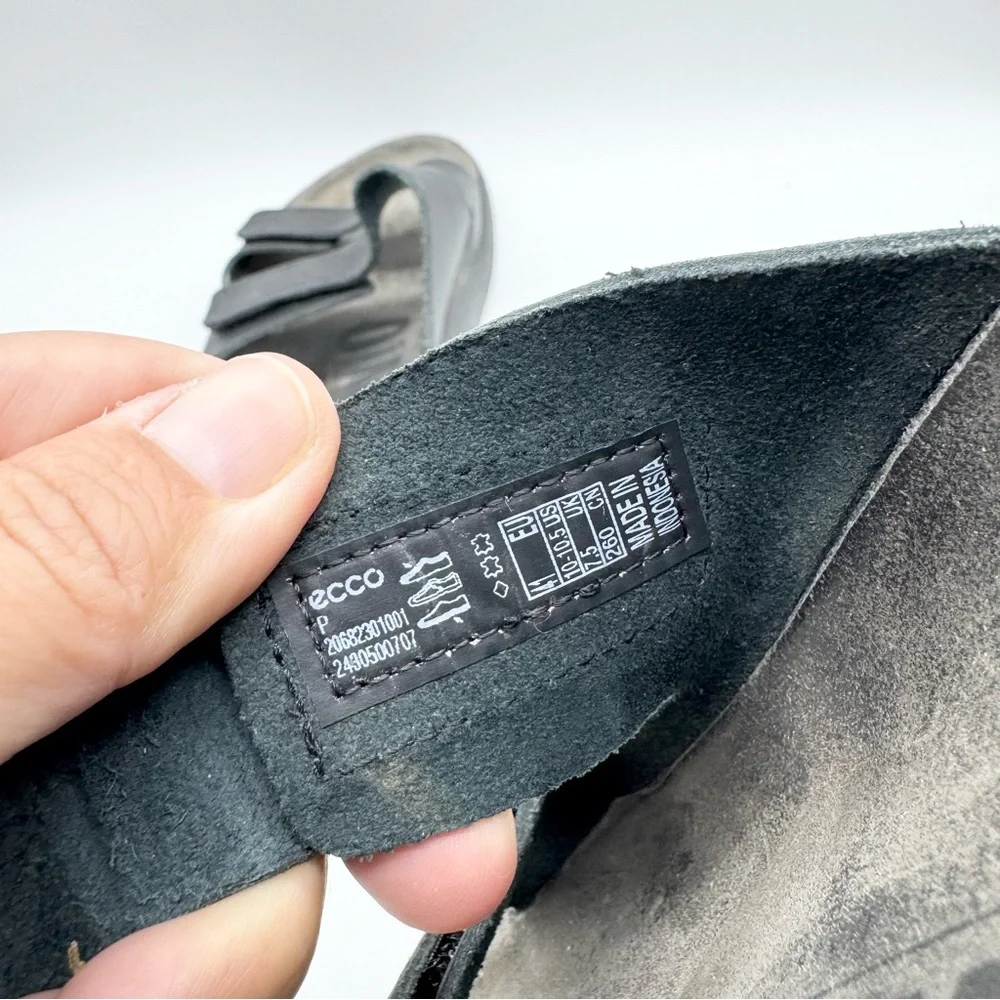 Ecco Cozmo Double Strap Hook & Loop Comfort Slide Sandals Black‎ Men's Size 41